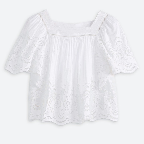 NWT Madewell Eyelet Flutter Sleeve Top Women’s Large - Picture 1 of 10